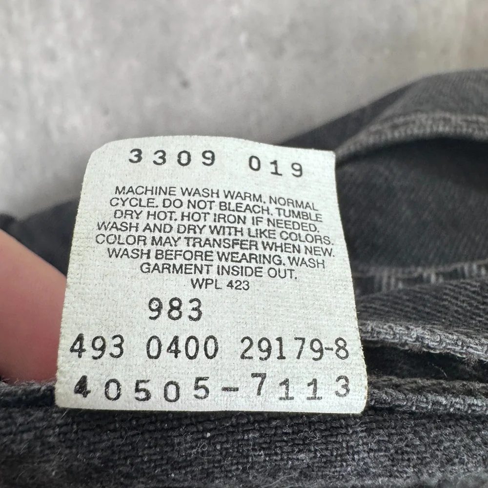Vintage Levis 505 Jeans‎ 34x30 (33x30) Black Straight Leg USA Denim Distressed